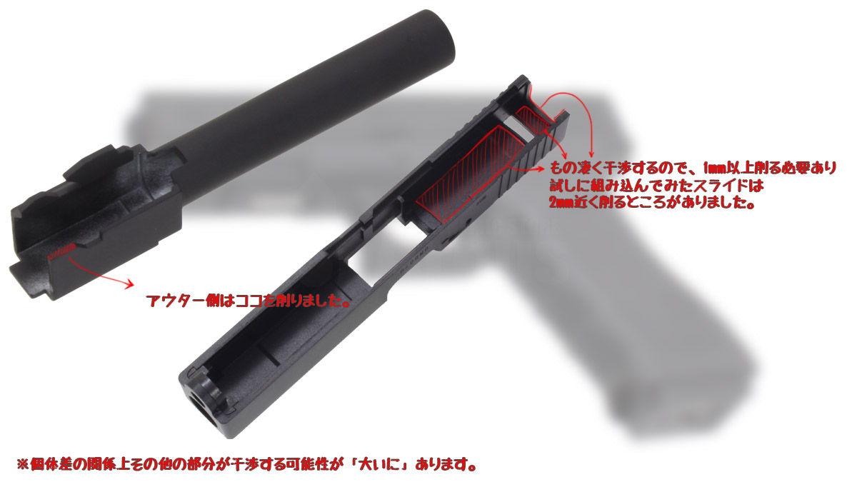 NO-BRAND GLOCK17タイプメタルスライド&アウターバレルセット