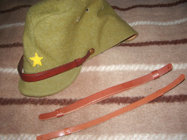 中田商店製　日本陸軍　複製　略帽用顎紐　茶革製（牛革＆豚革）