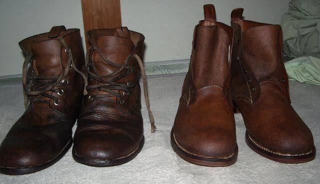 中田製　日本陸軍兵用編上靴　裏革＆表革仕様　比較
