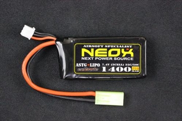 NEOX Lipoバッテリー 電動ガン用 7.4v 25C50C 1400mAh PEQ用