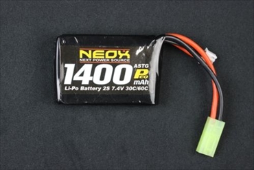 NEOX Lipoバッテリー 電動ガン用 7.4v 30C60C 1400mAh PEQ用