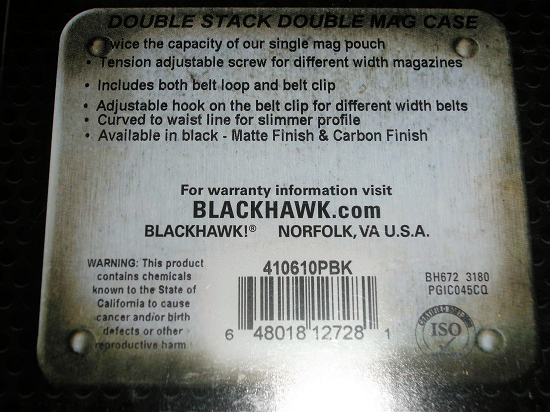 BLACKHAWK DOUBLE STACK DOUBLE MAG CASE（MATTE FINISH）