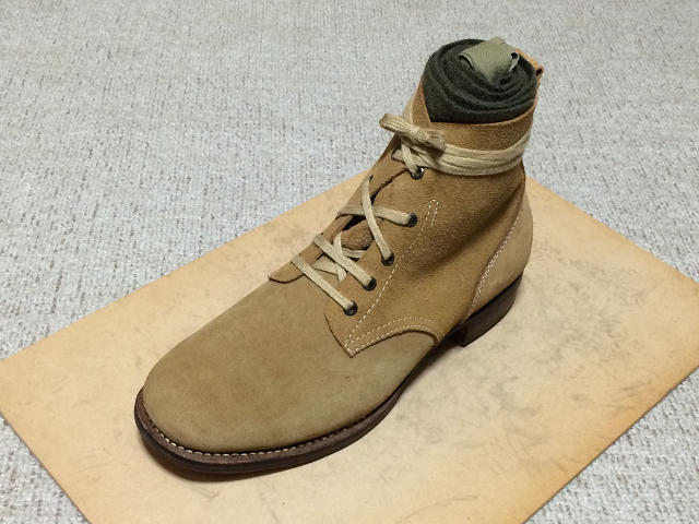 日本陸軍 編上靴（アンクルブーツ）の靴紐の通し方（結び方）例（実演有）