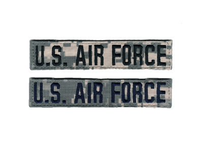 US 米空軍 ACU U.S. AIR FORCE テープ (ブルー/ブラック刺繍) ベルクロ付 パッチ 新品 【メール便可】