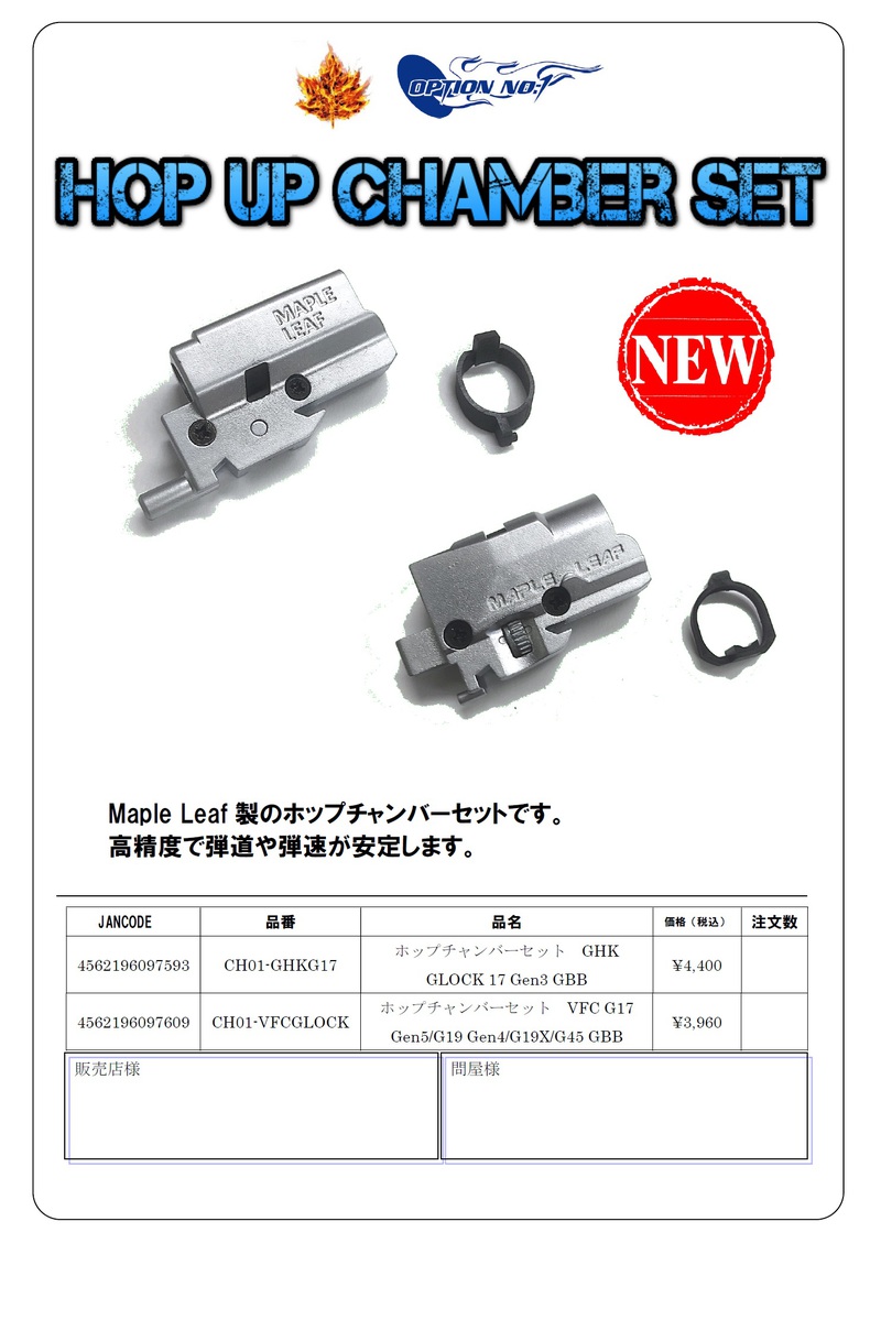 メイプルリーフ製新製品のご案内！！