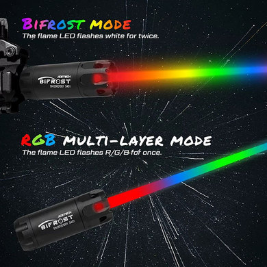 トレーサー機能に加えてRGBのLEDを使用することで七色に発光させることができるマズルフラッシュ/トレーサーユニット トレーサー機能に加えてRGBのLEDを使用することで七色に発光させることができるマズルフラッシュ/トレーサーユニット