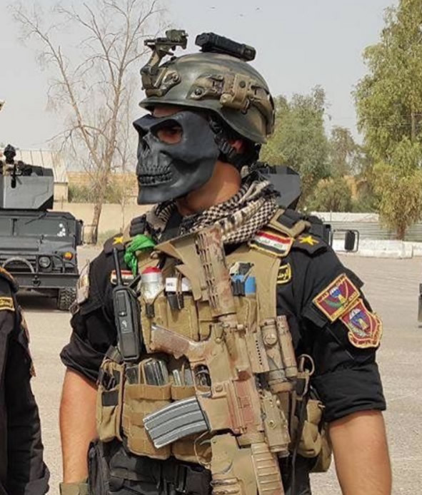 全身黒のコンバットウェアに「スカルマスク」がトレードマークのイラク陸軍特殊部隊「ゴールデンディヴィジョン」