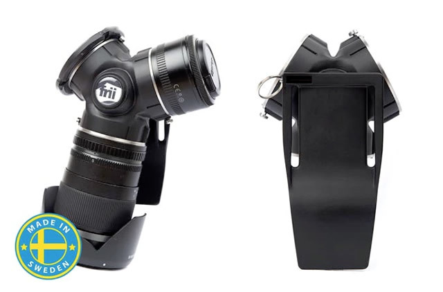 最大3本のレンズを持ち運び可能とする一眼レフカメラ用レンズホルダー『TriLens』