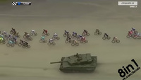 ノルウェーの自転車ロードレースにレオパルト戦車が並走