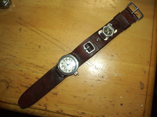 戦前 実物 日本軍 腕時計用ベルト 方位磁石付き
